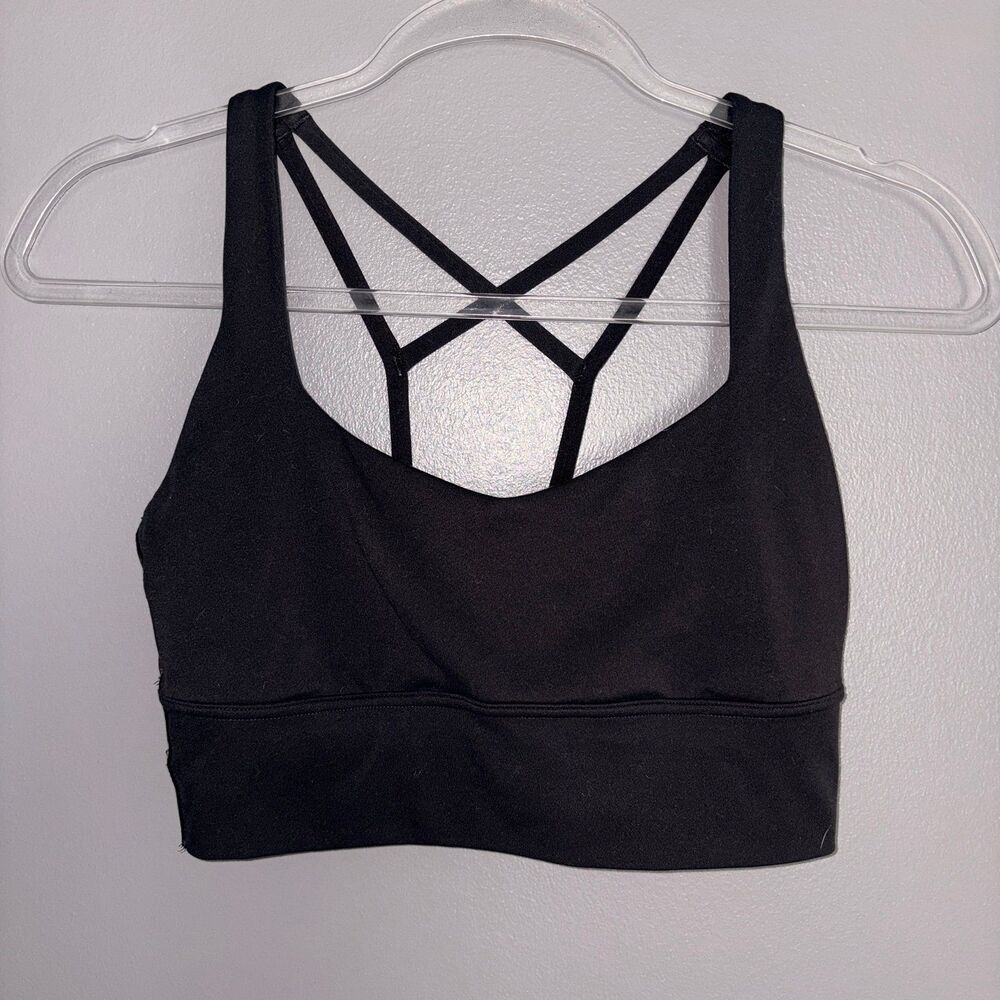 All in Motion Women's Strappy Back Long Line Sports Bra Small Black